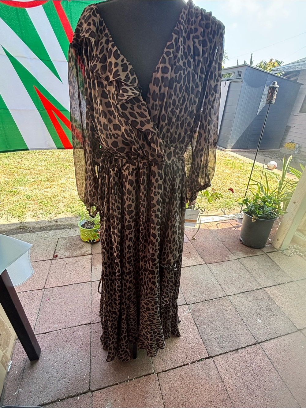 jcpenney Brown Leopard Print Wrap Maxi Dress